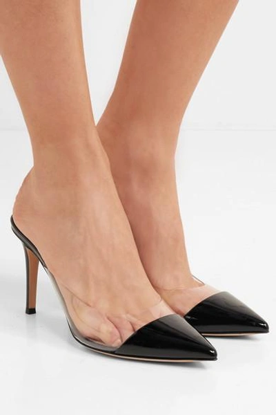 Shop Gianvito Rossi Plexi 85 Patent-leather And Pvc Mules In Black