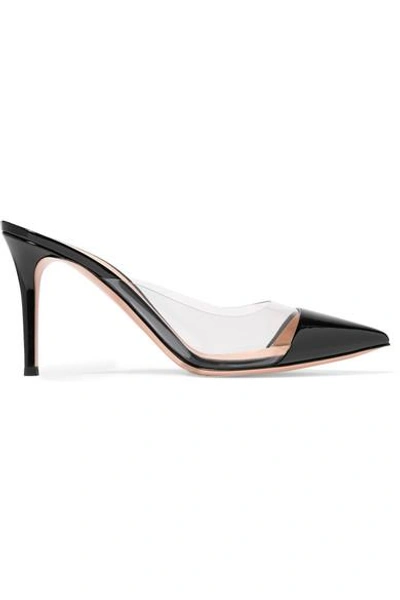 Shop Gianvito Rossi Plexi 85 Patent-leather And Pvc Mules In Black