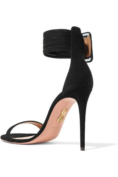 Shop Aquazzura Casablanca Suede Sandals In Black