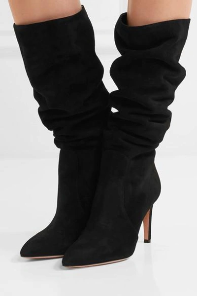 Shop Gianvito Rossi 85 Suede Knee Boots In Black