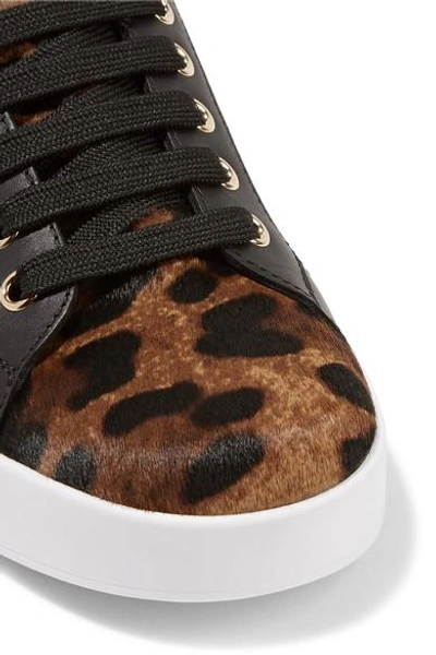 Shop Dolce & Gabbana Logo-embellished Leather And Leopard-print Calf Hair Sneakers In Leopard Print