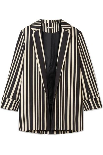 Shop Alice And Olivia Neta Striped Cotton-blend Blazer In Black