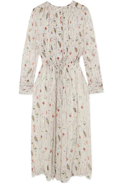 Isabel Marant Étoile Baphir Pleated Printed Silk-crepon Dress In White |  ModeSens