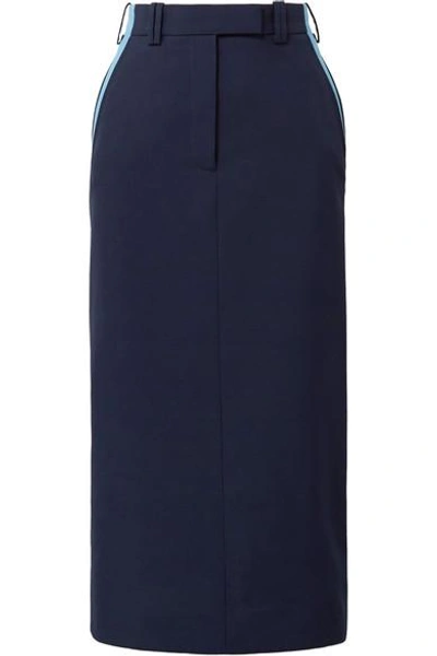 Shop Calvin Klein 205w39nyc Striped Cady Midi Skirt In Midnight Blue