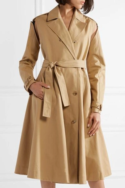 Shop Calvin Klein 205w39nyc Convertible Double-breasted Cotton-twill Trench Coat In Beige