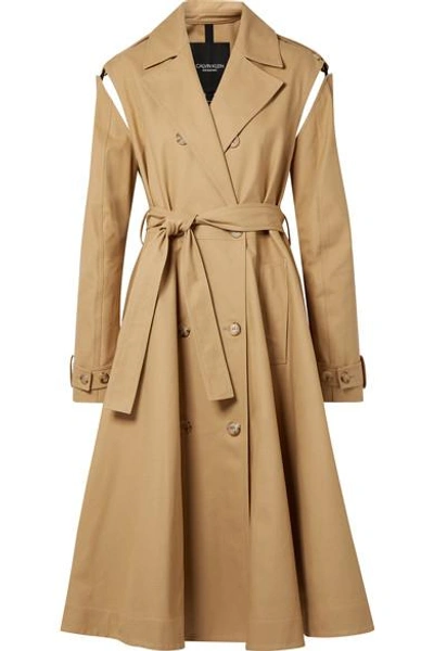 Shop Calvin Klein 205w39nyc Convertible Double-breasted Cotton-twill Trench Coat In Beige