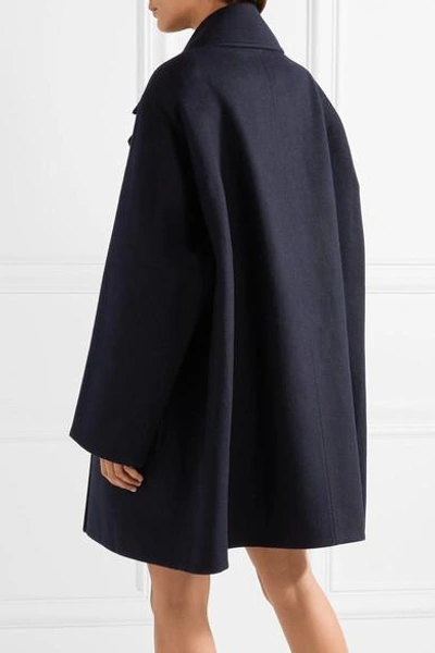 Shop Calvin Klein 205w39nyc Double-breasted Wool-felt Coat In Midnight Blue