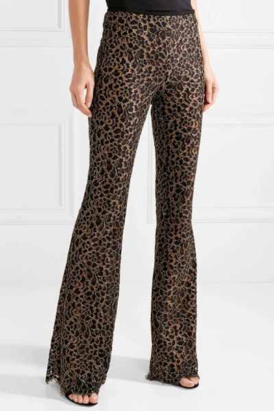 Shop Michael Kors Metallic Corded Lace Flared Pants In Black