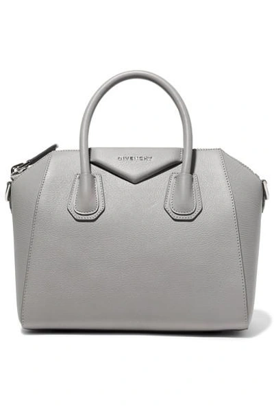 Shop Givenchy Antigona Small Textured-leather Tote In Gray