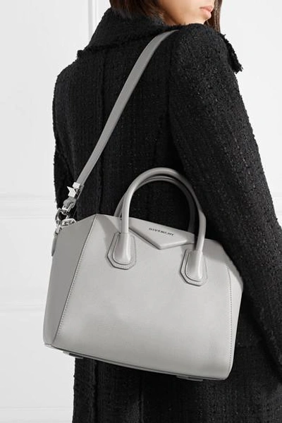 Shop Givenchy Antigona Small Textured-leather Tote In Gray