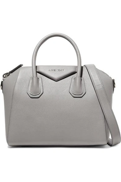 Shop Givenchy Antigona Small Textured-leather Tote In Gray