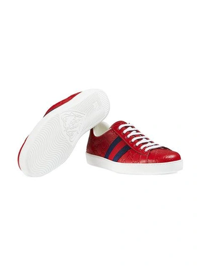 Shop Gucci Signature Sneaker In Red