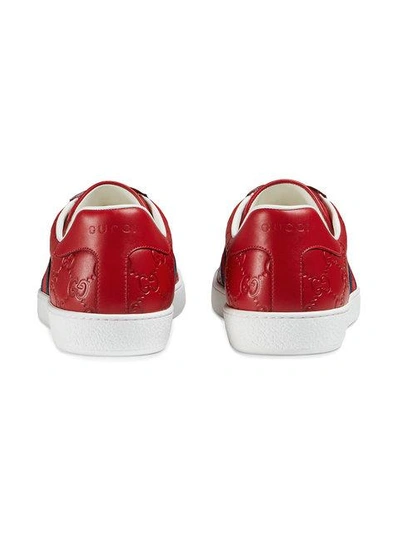 Shop Gucci Signature Sneaker In Red