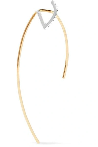Shop Maria Black Elodie Blanc Twirl 14-karat Gold, Rhodium-plated And Diamond Earring