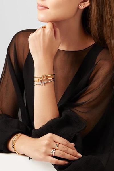 Shop Tiffany & Co T Wire 18-karat Gold Diamond Bracelet
