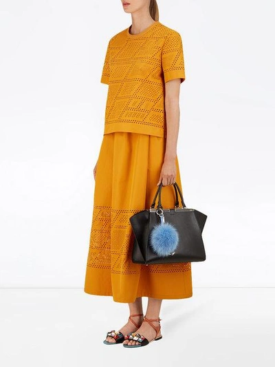 Shop Fendi Pompom Bag Charm In Blue