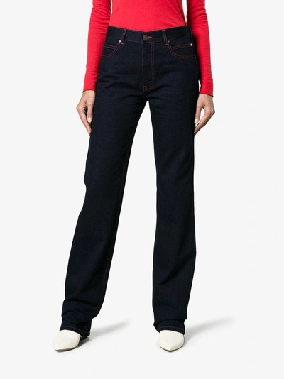 Shop Calvin Klein 205w39nyc Flared Jeans With Contrast Stitching In Blue