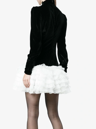 Shop Alessandra Rich Monochrome Puffball Dress In Black