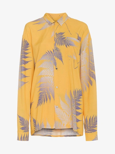 Shop Double Rainbouu Palm Print Shirt In Yellow&orange