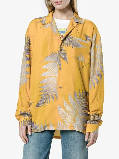 Shop Double Rainbouu Palm Print Shirt In Yellow&orange