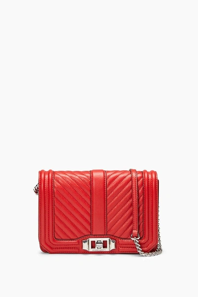 Shop Rebecca Minkoff Chevron Quilted Love Crossbody In Carnation Red