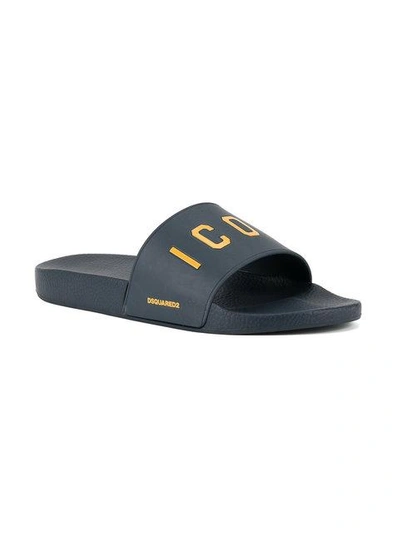 Shop Dsquared2 Icon Slider Sandals In Black