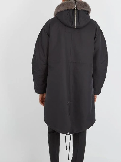 Calvin Klein 205w39nyc Shearling-trimmed Cotton And Silk-blend Parka In  Black Multi | ModeSens