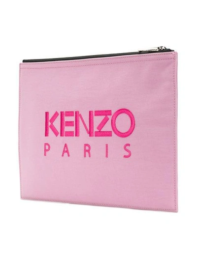 Shop Kenzo Tiger Clutch In Pink & Purple