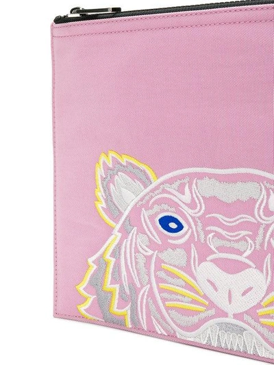 Shop Kenzo Tiger Clutch In Pink & Purple
