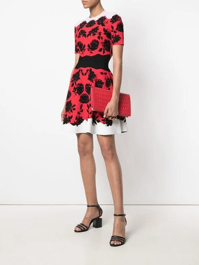 Shop Alexander Mcqueen Knuckle Crocodile Effect Clutch In Red