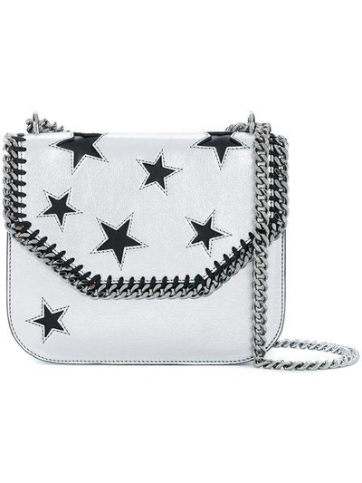Shop Stella Mccartney Falabella Box Stars Shoulder Bag In Grey