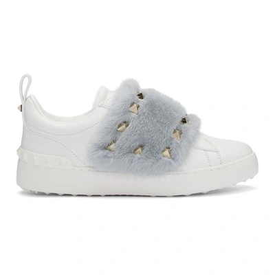 Valentino Garavani Open Mink Fur-trimmed Leather Sneakers In White |  ModeSens