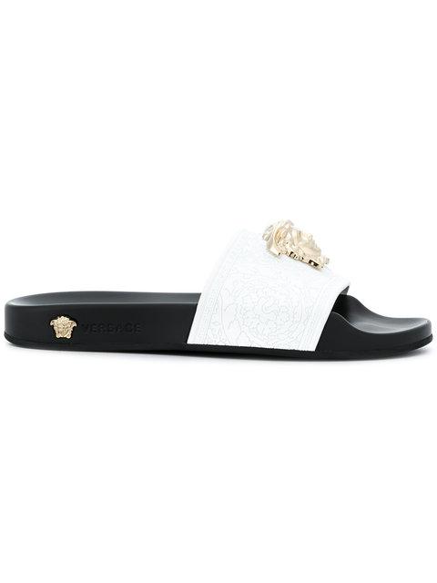 versace slides white and gold
