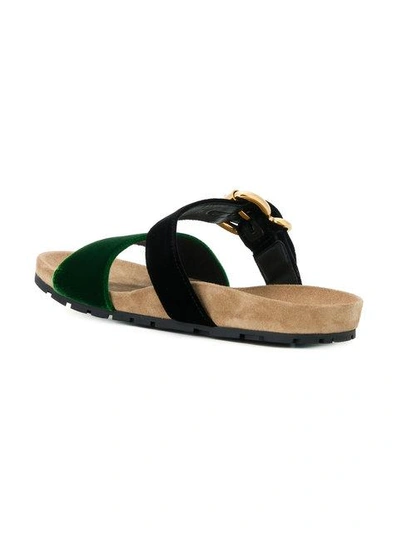 Shop Prada Buckled Slider Sandals - Black