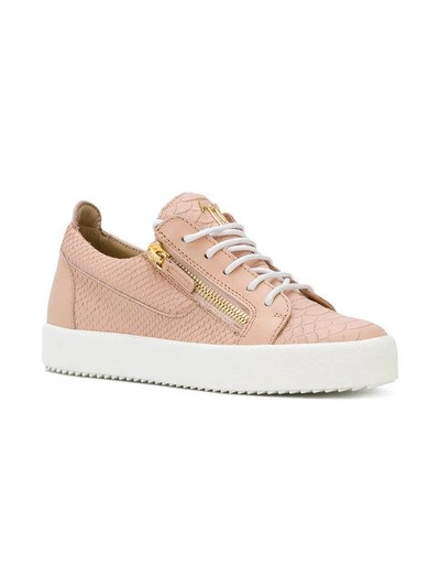 Shop Giuseppe Zanotti Design Nicki Python Printed Sneakers - Pink