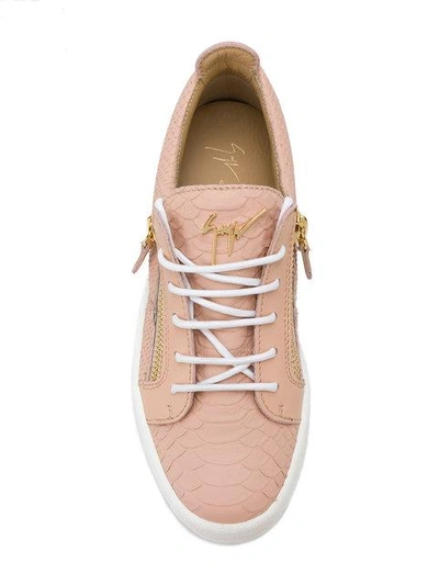 Shop Giuseppe Zanotti Design Nicki Python Printed Sneakers - Pink