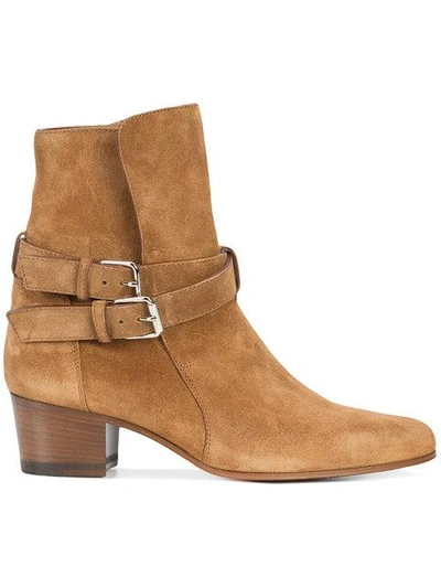 Shop Amiri Buckle Ankle Boots In Brown