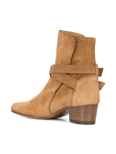 Shop Amiri Buckle Ankle Boots In Brown