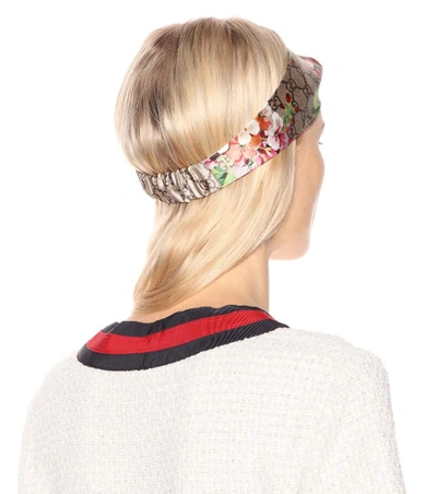 Shop Gucci Printed Silk-satin Headband In Multicoloured