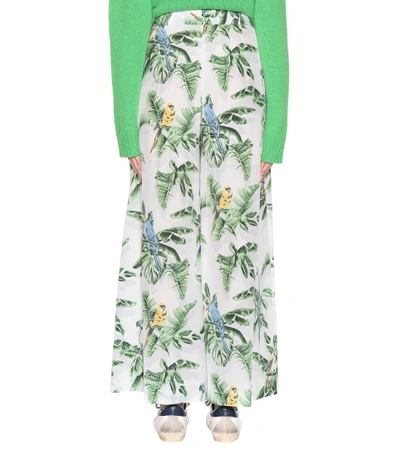 Shop Stella Mccartney Printed Wide-leg Silk Trousers