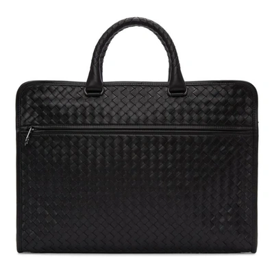 Shop Bottega Veneta Black Classic Intrecciato Briefcase