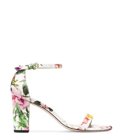 Shop Stuart Weitzman The Nearlynude Sandal In Floral Genuine Snake
