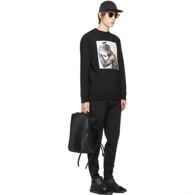 Shop Neil Barrett Black Crossed Out Thunderbolt T-shirt In 1133