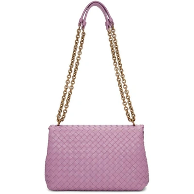 Shop Bottega Veneta Purple Intrecciato Small Olimpia Chain Bag
