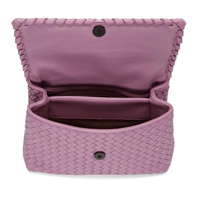 Shop Bottega Veneta Purple Intrecciato Small Olimpia Chain Bag