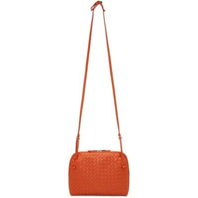 Shop Bottega Veneta Orange Intrecciato Nodini Messenger Bag In 6591 Terrac