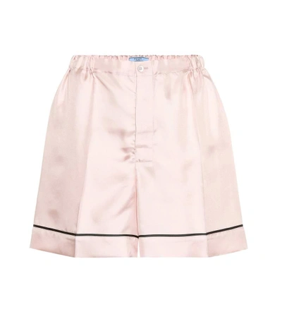 Shop Prada Silk-satin Shorts In Pink