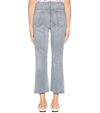 Shop Mother Insider Crop Step Fray Flared Jeans In Blue