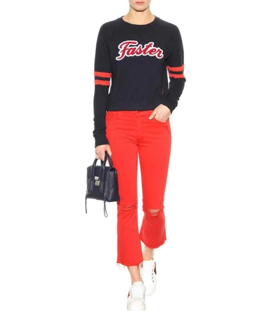 Shop Mother Insider Crop Step Fray Flared Jeans In Red
