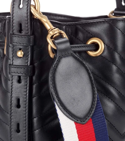 Shop Gucci Gg Marmont Leather Bucket Bag In Black